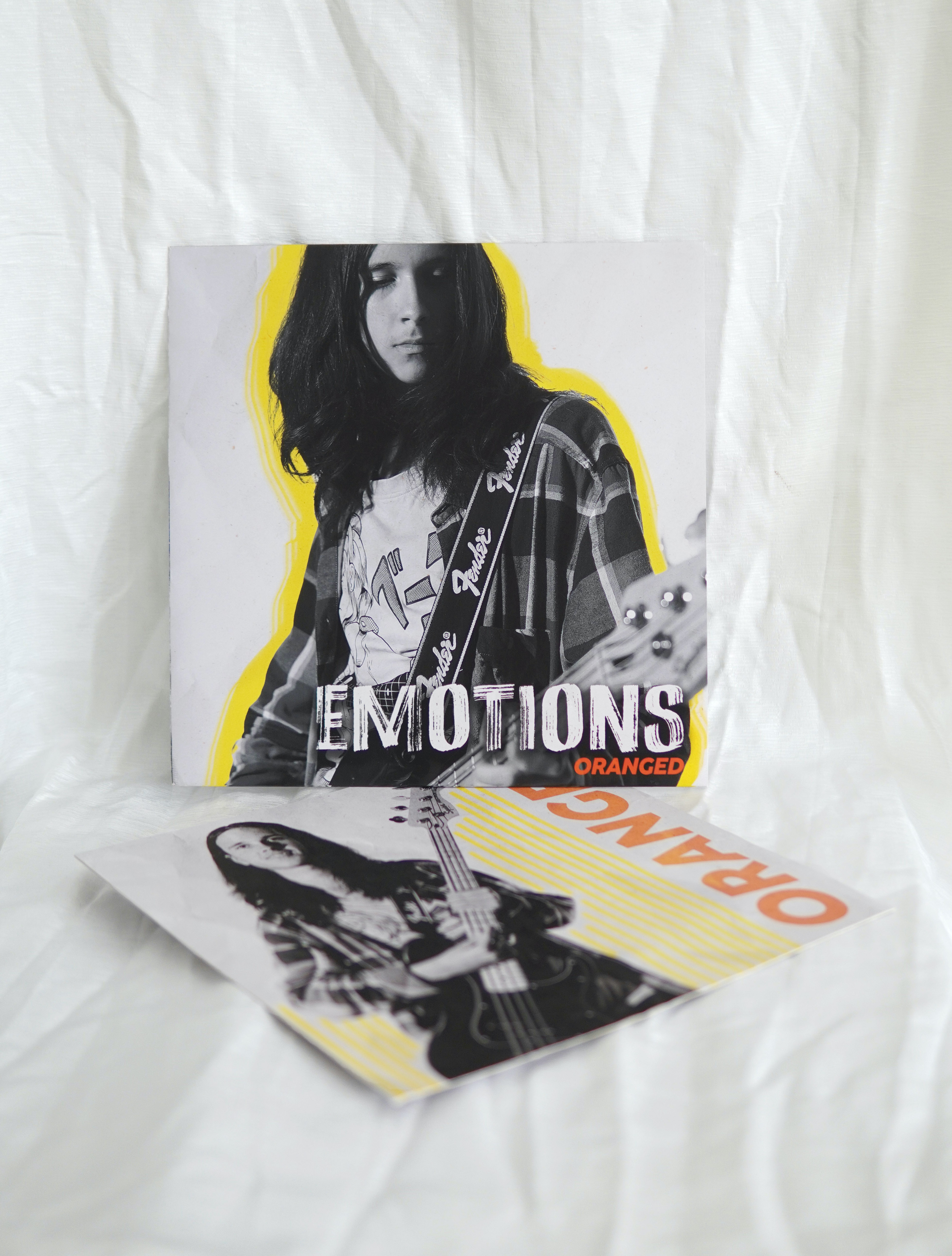 Alternative Oranged vinyl front mockup with insert